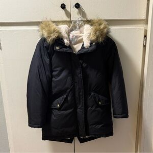 J Crew Crewcuts Kids Black Hooded Parka Coat M